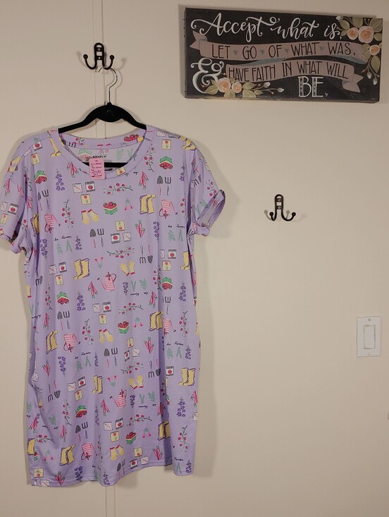 Joyspun Other - NWOT Joyspun Small/medium Garderner's Theme Purple Short Sleeve Nightshirt